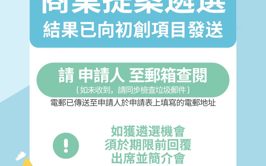 商業提案遴選結果已發送